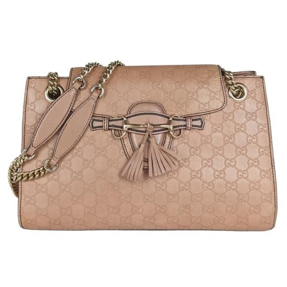 Gucci Handbags - SOLD Gucci Emily Chain Large Pink Beige Calfskin Shoulder Bag